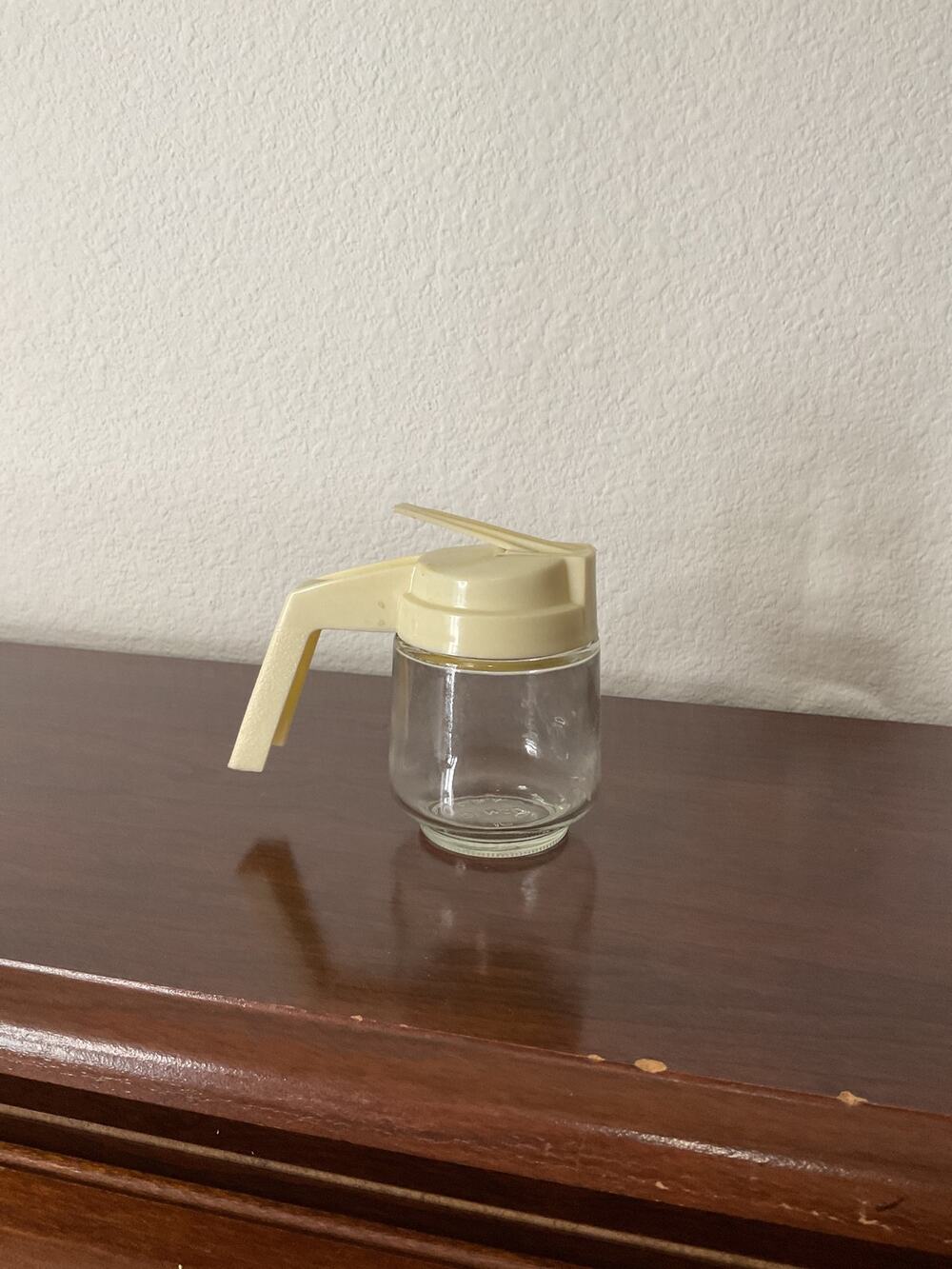 Vintage small Gemco glass syrup dispenser cream lid